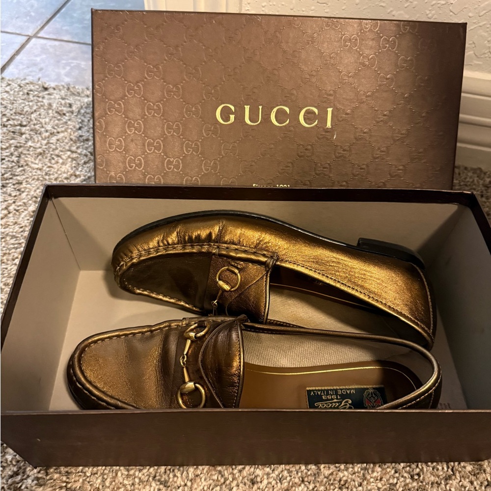 Gucci Horsebit Loafers | Bronze Leather | Size 37.5 | Original Box